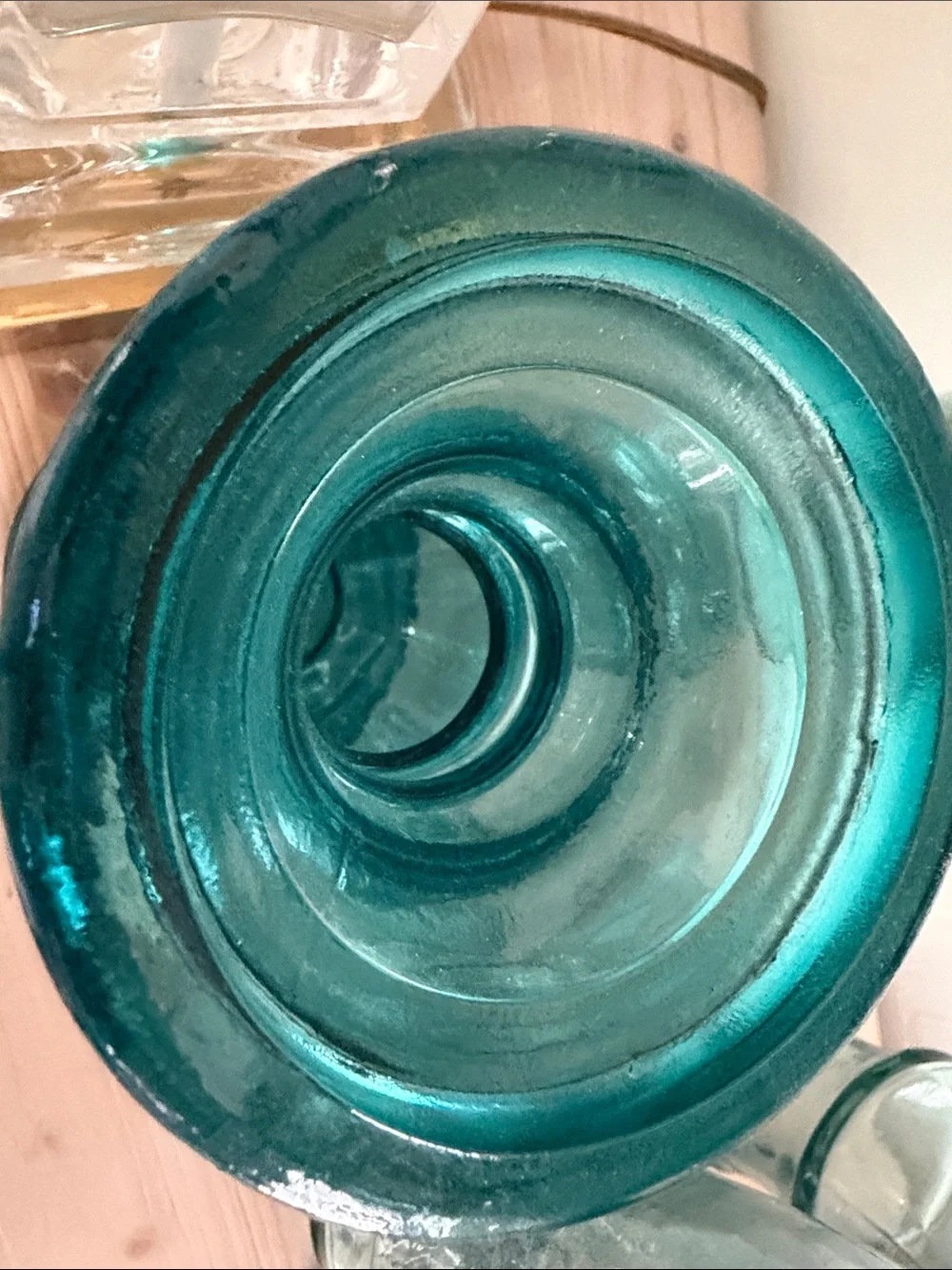 Pottery Barn Teal and Seafoam Glass Vase Set